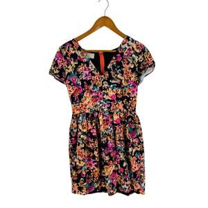 Corey Lynn Calter Anthropologie Black Floral Fit & Flare Dress Multicolor Size 4